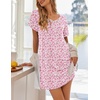image:imageEkouaer Womens Nightgowns Short Sleeve Nightshirt Soft Night Gown Ladies Nightdress Comfy Pajama DressPink Floral