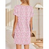 image:imageEkouaer Womens Nightgowns Short Sleeve Nightshirt Soft Night Gown Ladies Nightdress Comfy Pajama DressPink Floral