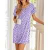 image:imageEkouaer Womens Nightgowns Short Sleeve Nightshirt Soft Night Gown Ladies Nightdress Comfy Pajama DressPurple Floral