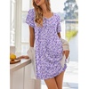 image:imageEkouaer Womens Nightgowns Short Sleeve Nightshirt Soft Night Gown Ladies Nightdress Comfy Pajama DressPurple Floral