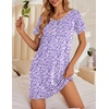 image:imageEkouaer Womens Nightgowns Short Sleeve Nightshirt Soft Night Gown Ladies Nightdress Comfy Pajama DressPurple Floral