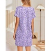 image:imageEkouaer Womens Nightgowns Short Sleeve Nightshirt Soft Night Gown Ladies Nightdress Comfy Pajama DressPurple Floral