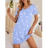 image:imageEkouaer Womens Nightgowns Short Sleeve Nightshirt Soft Night Gown Ladies Nightdress Comfy Pajama DressWhite Bird