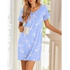 image:imageEkouaer Womens Nightgowns Short Sleeve Nightshirt Soft Night Gown Ladies Nightdress Comfy Pajama DressWhite Bird