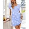 image:imageEkouaer Womens Nightgowns Short Sleeve Nightshirt Soft Night Gown Ladies Nightdress Comfy Pajama DressWhite Bird