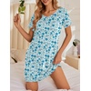 image:imageEkouaer Womens Nightgowns Short Sleeve Nightshirt Soft Night Gown Ladies Nightdress Comfy Pajama DressWhite Blue Floral