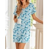 image:imageEkouaer Womens Nightgowns Short Sleeve Nightshirt Soft Night Gown Ladies Nightdress Comfy Pajama DressWhite Blue Floral