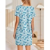 image:imageEkouaer Womens Nightgowns Short Sleeve Nightshirt Soft Night Gown Ladies Nightdress Comfy Pajama DressWhite Blue Floral