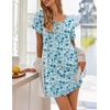 image:imageEkouaer Womens Nightgowns Short Sleeve Nightshirt Soft Night Gown Ladies Nightdress Comfy Pajama DressWhite Blue Floral