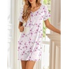 image:imageEkouaer Womens Nightgowns Short Sleeve Nightshirt Soft Night Gown Ladies Nightdress Comfy Pajama DressWhite Pink Floral