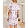 image:imageEkouaer Womens Nightgowns Short Sleeve Nightshirt Soft Night Gown Ladies Nightdress Comfy Pajama DressWhite Pink Floral