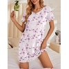 image:imageEkouaer Womens Nightgowns Short Sleeve Nightshirt Soft Night Gown Ladies Nightdress Comfy Pajama DressWhite Pink Floral