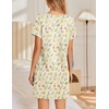 image:imageEkouaer Womens Nightgowns Short Sleeve Nightshirt Soft Night Gown Ladies Nightdress Comfy Pajama DressYellow Floral