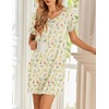 image:imageEkouaer Womens Nightgowns Short Sleeve Nightshirt Soft Night Gown Ladies Nightdress Comfy Pajama DressYellow Floral