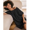 image:imageEkouaer Womens TShirt Nightgown Waffle Knit Short Sleeve Sleepshirts Comfy Casual Cover UpsBlack