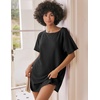 image:imageEkouaer Womens TShirt Nightgown Waffle Knit Short Sleeve Sleepshirts Comfy Casual Cover UpsBlack