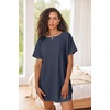image:imageEkouaer Womens TShirt Nightgown Waffle Knit Short Sleeve Sleepshirts Comfy Casual Cover UpsBluish Violet