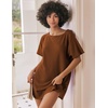 image:imageEkouaer Womens TShirt Nightgown Waffle Knit Short Sleeve Sleepshirts Comfy Casual Cover UpsBrown