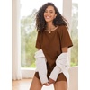 image:imageEkouaer Womens TShirt Nightgown Waffle Knit Short Sleeve Sleepshirts Comfy Casual Cover UpsBrown
