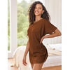 image:imageEkouaer Womens TShirt Nightgown Waffle Knit Short Sleeve Sleepshirts Comfy Casual Cover UpsBrown