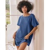 image:imageEkouaer Womens TShirt Nightgown Waffle Knit Short Sleeve Sleepshirts Comfy Casual Cover UpsDark Blue
