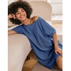 image:imageEkouaer Womens TShirt Nightgown Waffle Knit Short Sleeve Sleepshirts Comfy Casual Cover UpsDark Blue