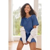 image:imageEkouaer Womens TShirt Nightgown Waffle Knit Short Sleeve Sleepshirts Comfy Casual Cover UpsDark Blue