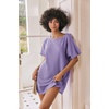 image:imageEkouaer Womens TShirt Nightgown Waffle Knit Short Sleeve Sleepshirts Comfy Casual Cover UpsLilac Purple