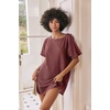 image:imageEkouaer Womens TShirt Nightgown Waffle Knit Short Sleeve Sleepshirts Comfy Casual Cover UpsPurplish Red