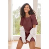 image:imageEkouaer Womens TShirt Nightgown Waffle Knit Short Sleeve Sleepshirts Comfy Casual Cover UpsPurplish Red