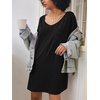 image:imageEkouaer Womens Tshirt Nightgown Cotton V Neck Sleepshirts Comfy Casual Nightshirt for WomenBlack