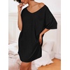 image:imageEkouaer Womens Tshirt Nightgown Cotton V Neck Sleepshirts Comfy Casual Nightshirt for WomenBlack