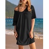 image:imageEkouaer Womens Tshirt Nightgown Cotton V Neck Sleepshirts Comfy Casual Nightshirt for WomenBlack