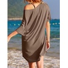 image:imageEkouaer Womens Tshirt Nightgown Cotton V Neck Sleepshirts Comfy Casual Nightshirt for WomenBrown