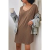 image:imageEkouaer Womens Tshirt Nightgown Cotton V Neck Sleepshirts Comfy Casual Nightshirt for WomenBrown