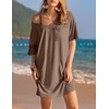 image:imageEkouaer Womens Tshirt Nightgown Cotton V Neck Sleepshirts Comfy Casual Nightshirt for WomenBrown