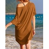 image:imageEkouaer Womens Tshirt Nightgown Cotton V Neck Sleepshirts Comfy Casual Nightshirt for WomenCaramel