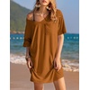 image:imageEkouaer Womens Tshirt Nightgown Cotton V Neck Sleepshirts Comfy Casual Nightshirt for WomenCaramel