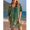 image:imageEkouaer Womens Tshirt Nightgown Cotton V Neck Sleepshirts Comfy Casual Nightshirt for WomenGreen Floral