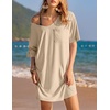 image:imageEkouaer Womens Tshirt Nightgown Cotton V Neck Sleepshirts Comfy Casual Nightshirt for WomenKhaki