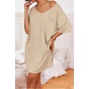 image:imageEkouaer Womens Tshirt Nightgown Cotton V Neck Sleepshirts Comfy Casual Nightshirt for WomenKhaki