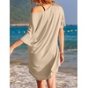 image:imageEkouaer Womens Tshirt Nightgown Cotton V Neck Sleepshirts Comfy Casual Nightshirt for WomenKhaki
