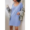 image:imageEkouaer Womens Tshirt Nightgown Cotton V Neck Sleepshirts Comfy Casual Nightshirt for WomenLight Blue