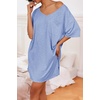 image:imageEkouaer Womens Tshirt Nightgown Cotton V Neck Sleepshirts Comfy Casual Nightshirt for WomenLight Blue