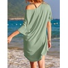 image:imageEkouaer Womens Tshirt Nightgown Cotton V Neck Sleepshirts Comfy Casual Nightshirt for WomenLight Green