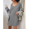 image:imageEkouaer Womens Tshirt Nightgown Cotton V Neck Sleepshirts Comfy Casual Nightshirt for WomenLight Grey
