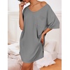 image:imageEkouaer Womens Tshirt Nightgown Cotton V Neck Sleepshirts Comfy Casual Nightshirt for WomenLight Grey