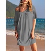 image:imageEkouaer Womens Tshirt Nightgown Cotton V Neck Sleepshirts Comfy Casual Nightshirt for WomenLight Grey