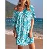 image:imageEkouaer Womens Tshirt Nightgown Cotton V Neck Sleepshirts Comfy Casual Nightshirt for WomenMint White Flower