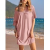 image:imageEkouaer Womens Tshirt Nightgown Cotton V Neck Sleepshirts Comfy Casual Nightshirt for WomenMisty Pink